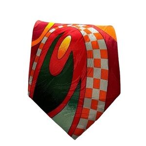 Rush Limbaugh Tie Vtg. 90s No Boundaries Collection Silk Orange & Red 58” x 4”